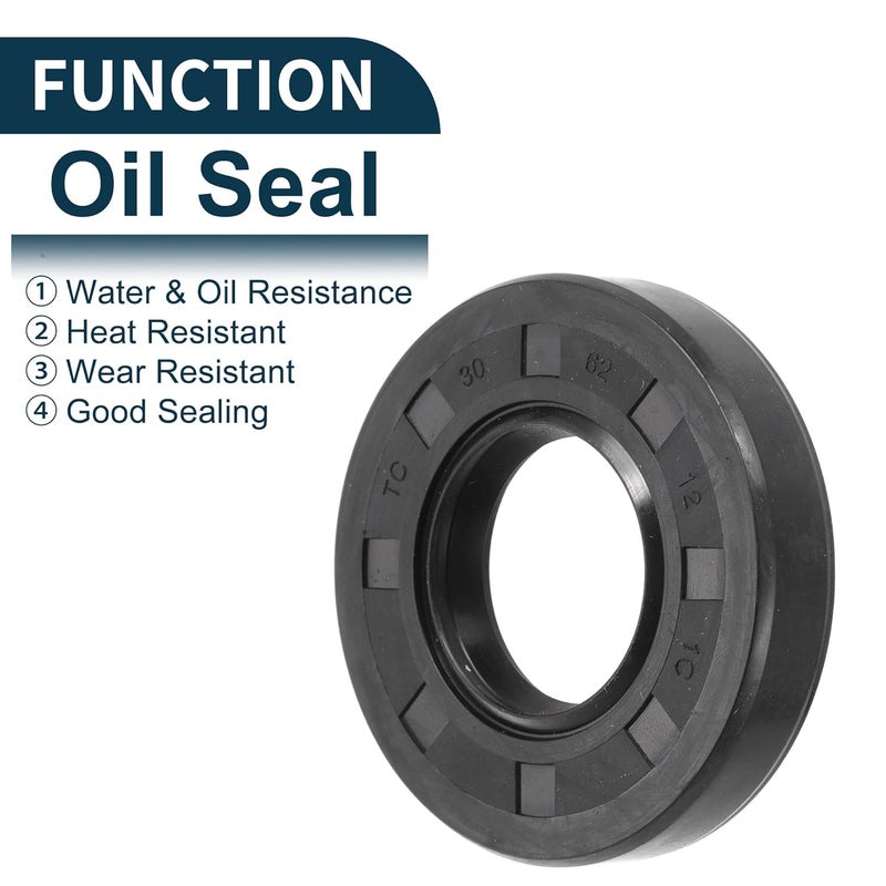 TUCKBOLD Universal Oil Seal TC Double Lip W Steel Spring Seal Ring Rotary Shaft Seal 30x62x12mm High Pressure NBR Rubber Black 5 Pcs - Image 3